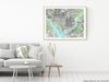 Washington DC map art print with city streets and buildings designed by Maps As Art.