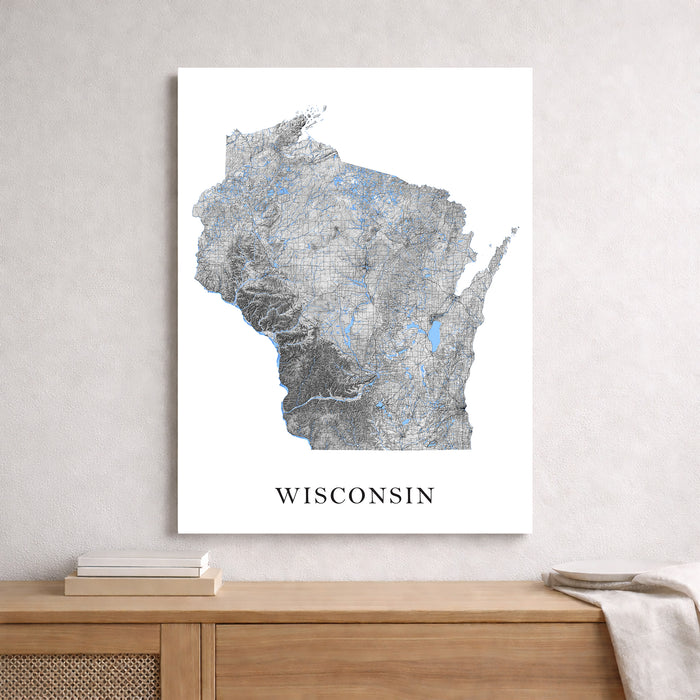 Map of Wisconsin on a white background