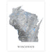 Topographic map of Wisconsin with gray color scheme
