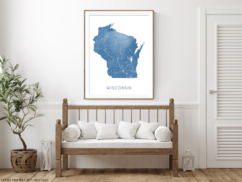 Wisconsin state map print by Maps As Art.