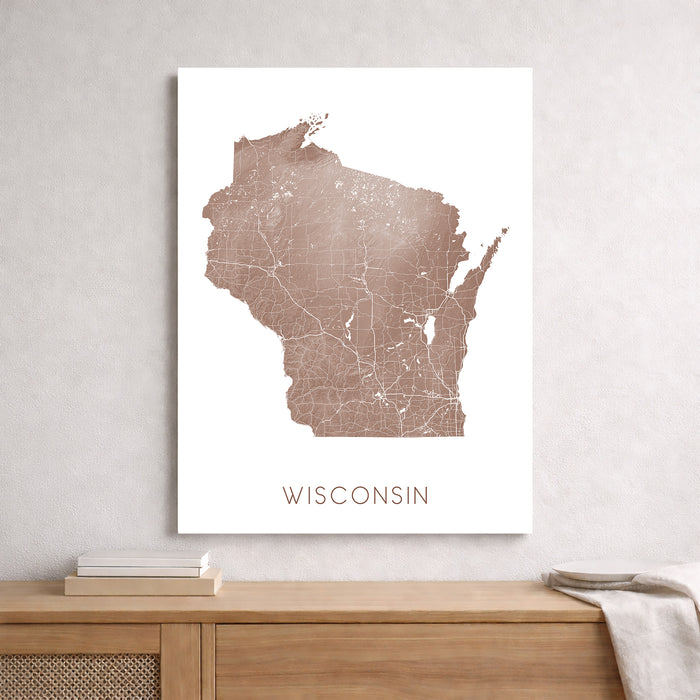 Map of Wisconsin on a white background