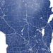 Map of the Wisconsin with a blue color scheme