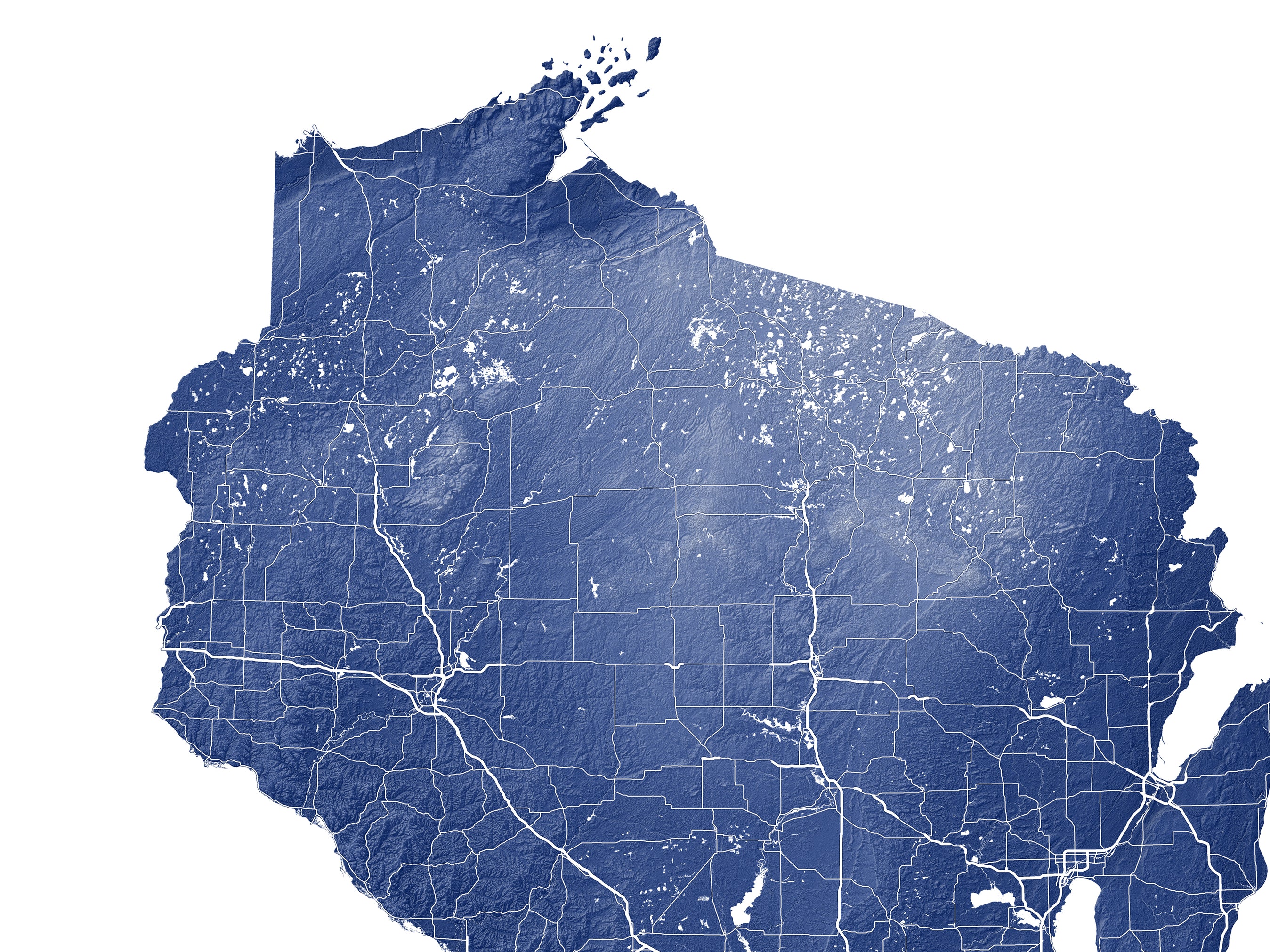 Wisconsin State Map Print - Topographic WI Map Wall Art Poster — Maps ...