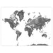 World map in black and white on a white background