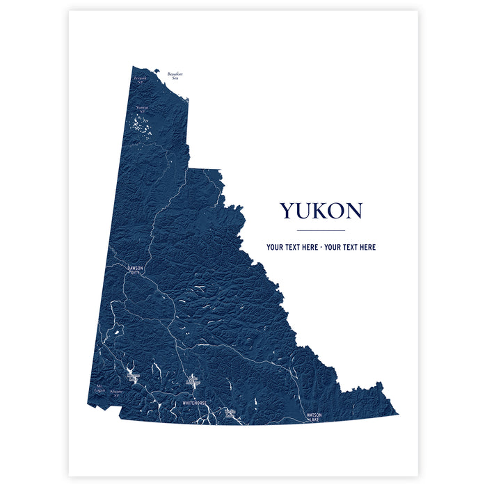 Yukon Topographic Map Print: Custom Northern Canada Territory Wall Art Poster