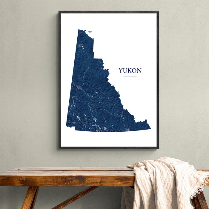 Yukon Topographic Map Print: Custom Northern Canada Territory Wall Art Poster