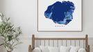 Kauai Hawaii map print in a blue shapes design video by Maps As Art.