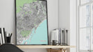 Barcelona map print with city buildings video by Maps As Art.