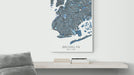 Brooklyn New York city map print with a denim blue geometric design video by Maps As Art.