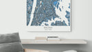 Bronx New York city map print with a denim blue geometric design video by Maps As Art.