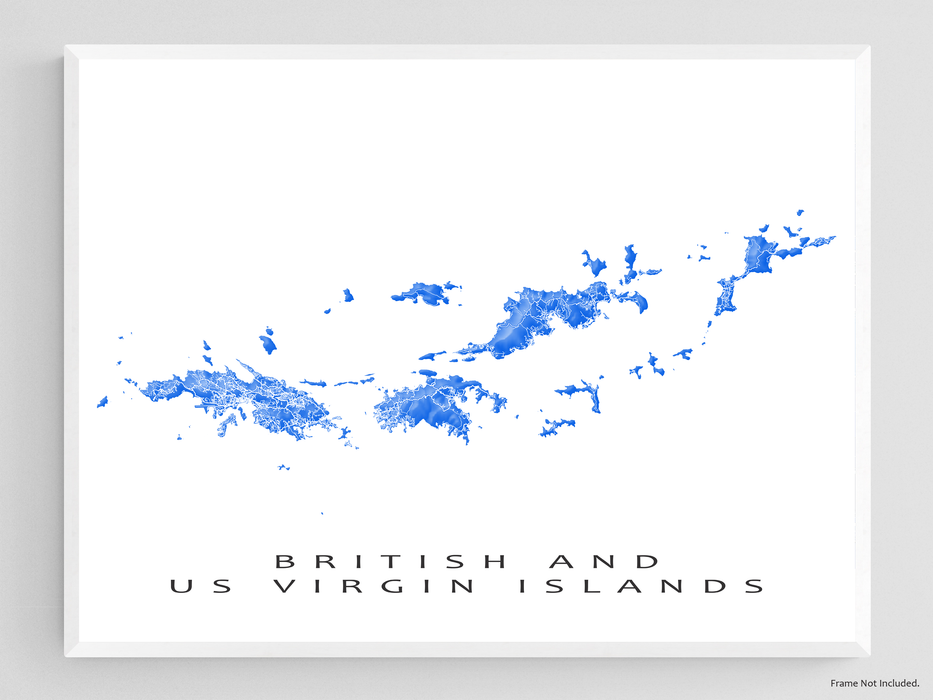 Bvi Vector US Virgin Islands and British Virgin Islands Map Wall Art Print Poster ...