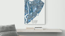 Staten Island, New York city map print with a denim blue geometric design video by Maps As Art.