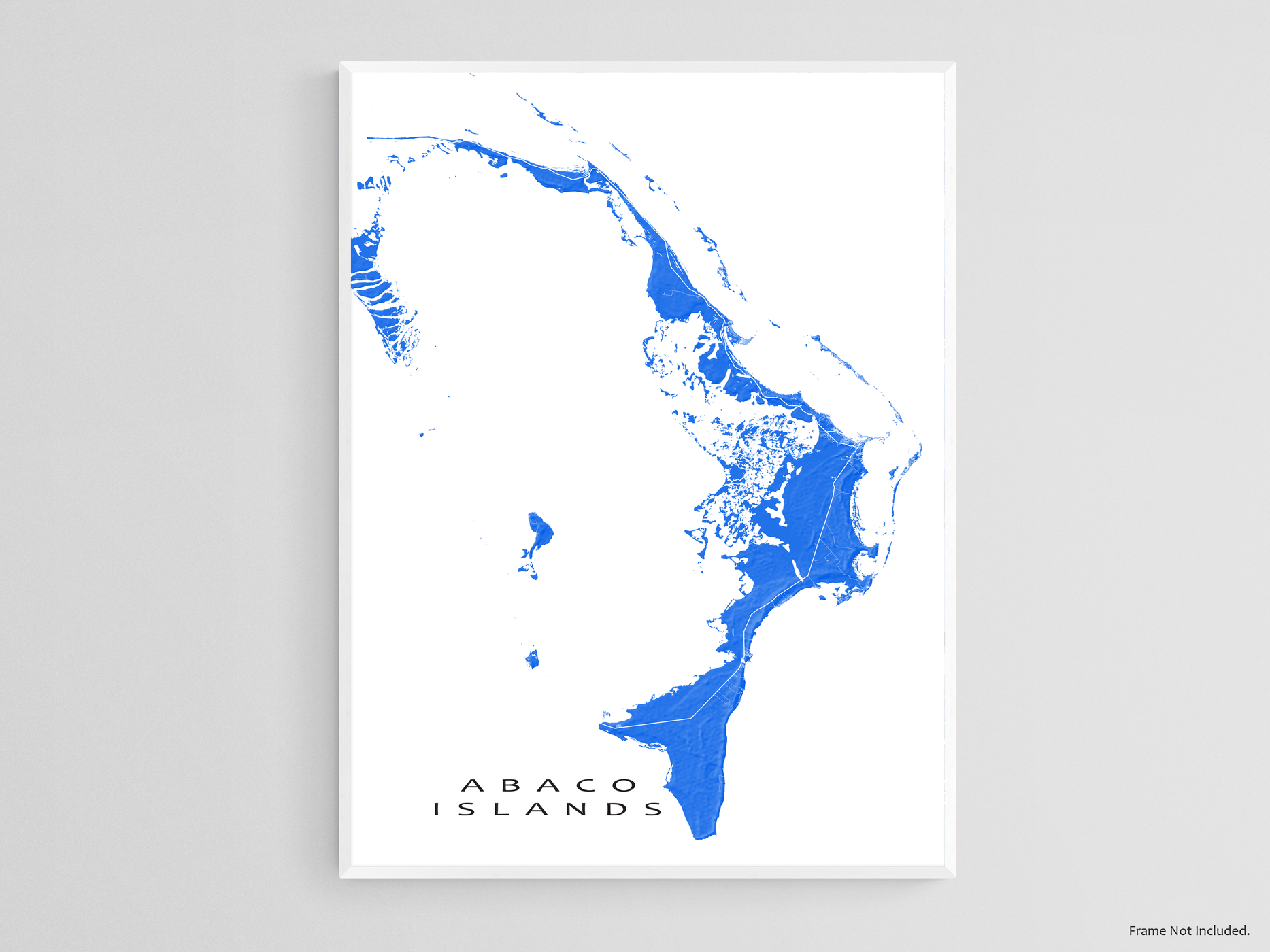 Abaco Islands Map Wall Art Print, The Bahamas, Caribbean Island Maps