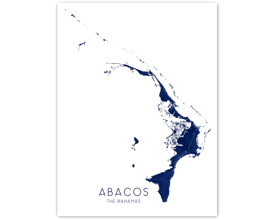 Abacos The Bahamas map print in Midnight by Maps As Art.