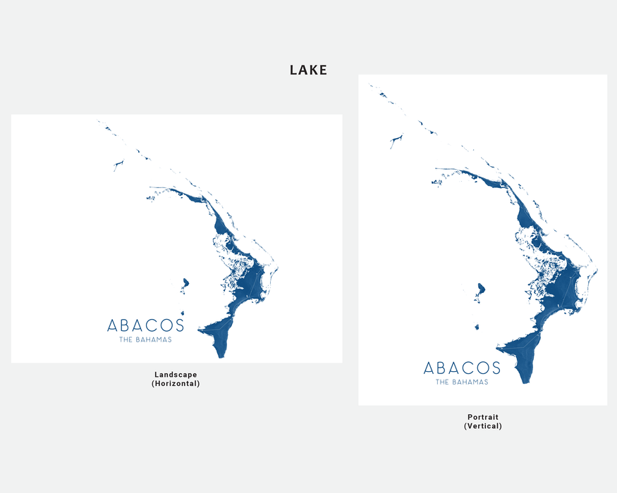 Abacos The Bahamas map print in Lake by Maps As Art.