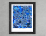 Akron, Ohio map art print in blue shapes from Maps As Art.