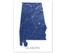 Alabama state map print with a topographic design by Maps As Art.