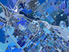Albany, New York map art print in blue shapes from Maps As Art.