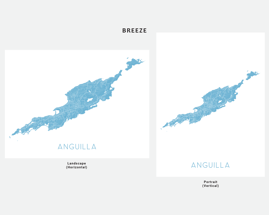 Anguilla map print in Breeze by Maps As Art.