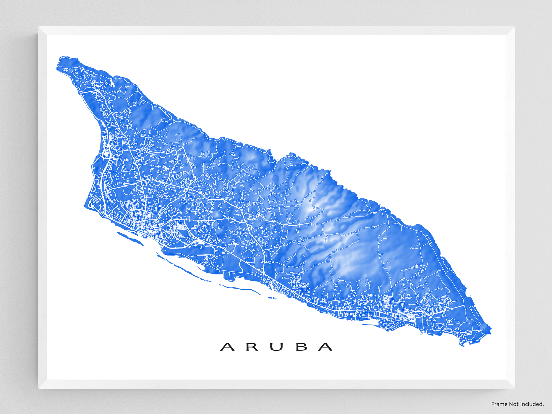 Aruba Map Wall Art Print Poster, Caribbean Island Street Maps for Home ...