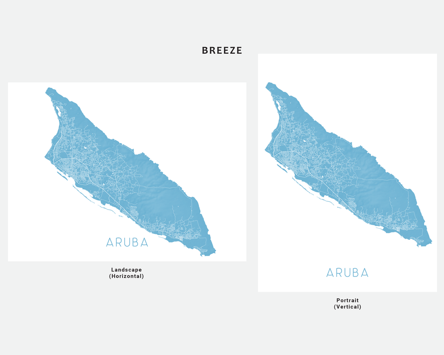 Aruba map print in Breeze by Maps As Art.