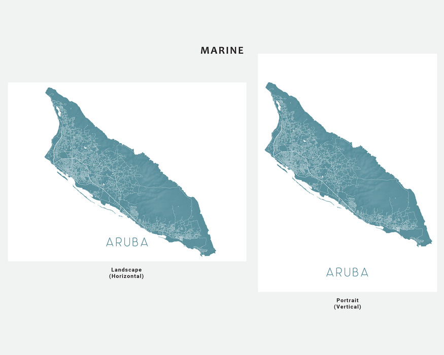 Aruba map print in Marine by Maps As Art.