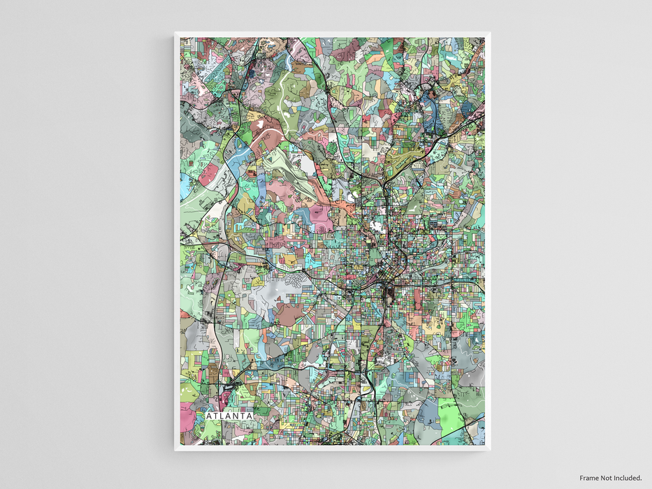 Atlanta Map Print, Colorful Geometric Georgia City Wall Art Poster Map ...