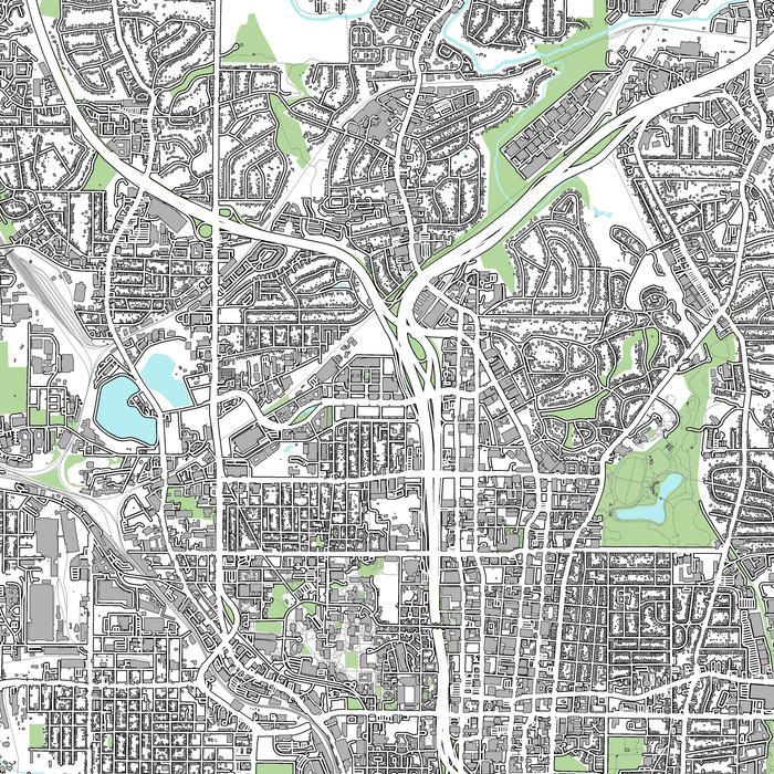 Atlanta, Georgia map art print with city streets and buildings designed by Maps As Art.
