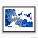 Auckland, New Zealand map art print in blue shapes designed by Maps As Art.