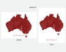 Australia map print in Merlot by Maps As Art.