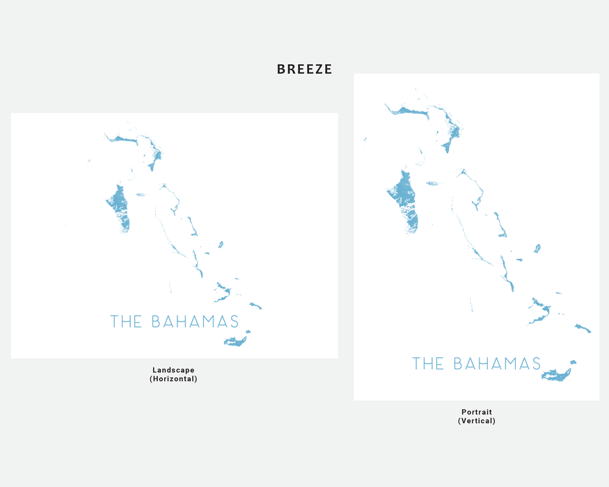 The Bahamas map print in Breeze by Maps As Art.
