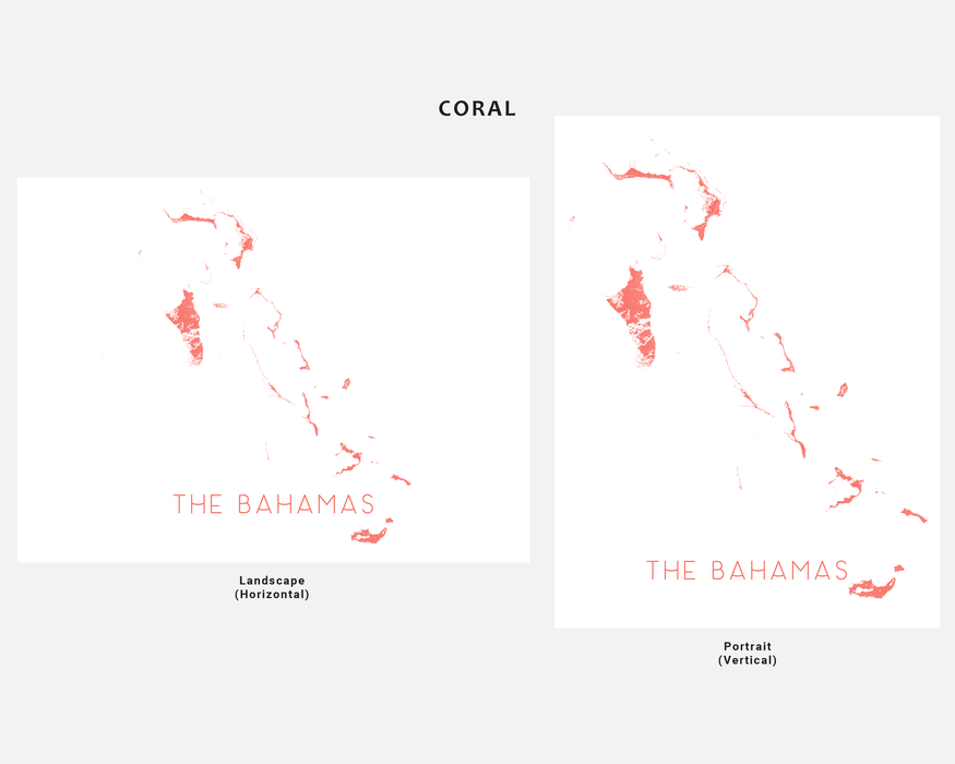 The Bahamas map print in Coral by Maps As Art.