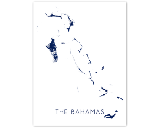 The Bahamas map print in Midinight by Maps As Art.
