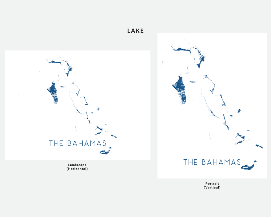 The Bahamas map print in Lake by Maps As Art.