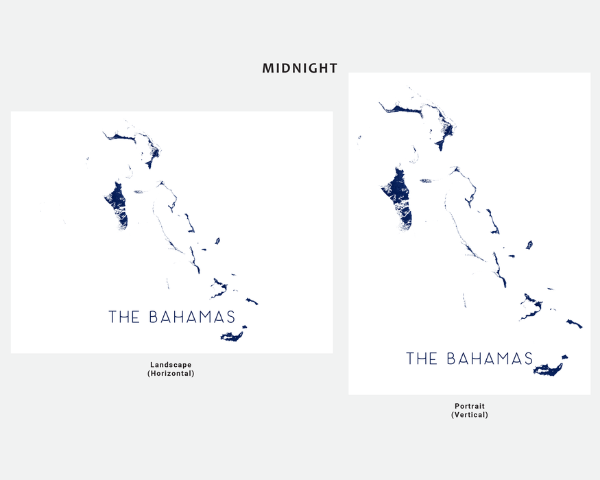 The Bahamas map print in Midinight by Maps As Art.