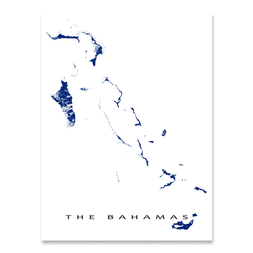 The Bahamas map print in Navy designed by Maps As Art.
