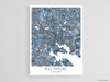 Baltimore Maryland city map print with a denim blue geometric design by Maps As Art.