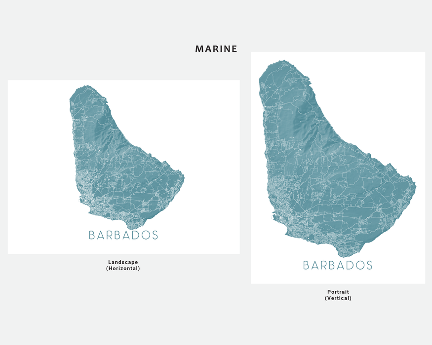 Barbados island map print in Marine by Maps As Art.