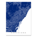 Barcelona, Spain map print with natural landscape and main roads in Navy designed by Maps As Art.