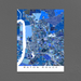 Baton Rouge, Louisiana map art print in blue shapes designed by Maps As Art.