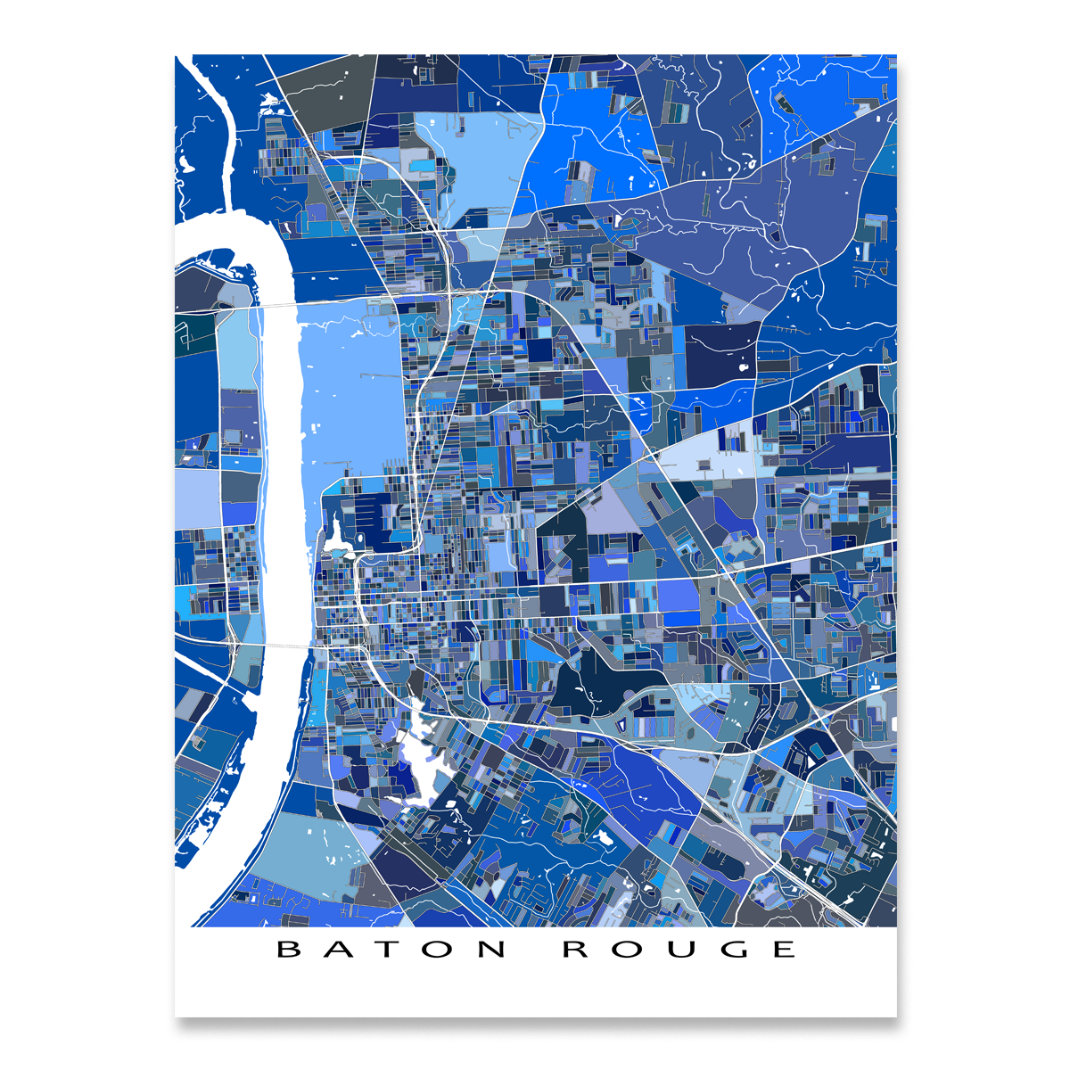 Baton Rouge Map Print, Louisiana, USA — Maps As Art