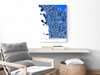 Berkeley, California map art print in blue shapes designed by Maps As Art.