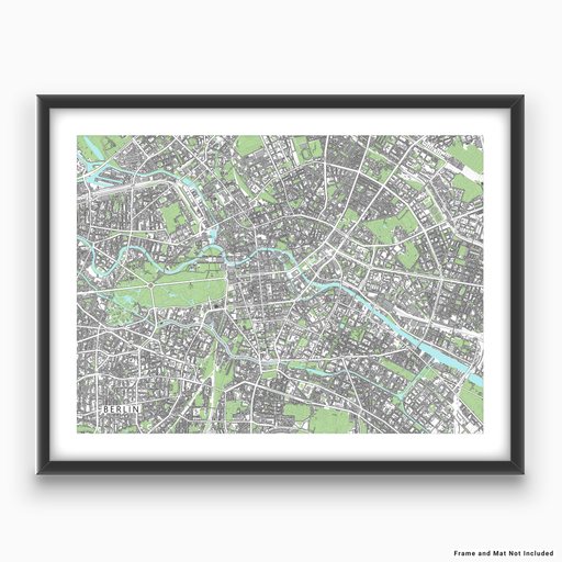 Berlin, Germany map art print with city streets and buildings designed by Maps As Art.