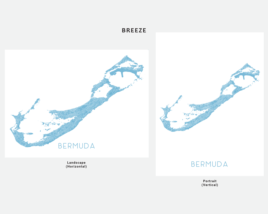 Bermuda map print in Breeze by Maps As Art.