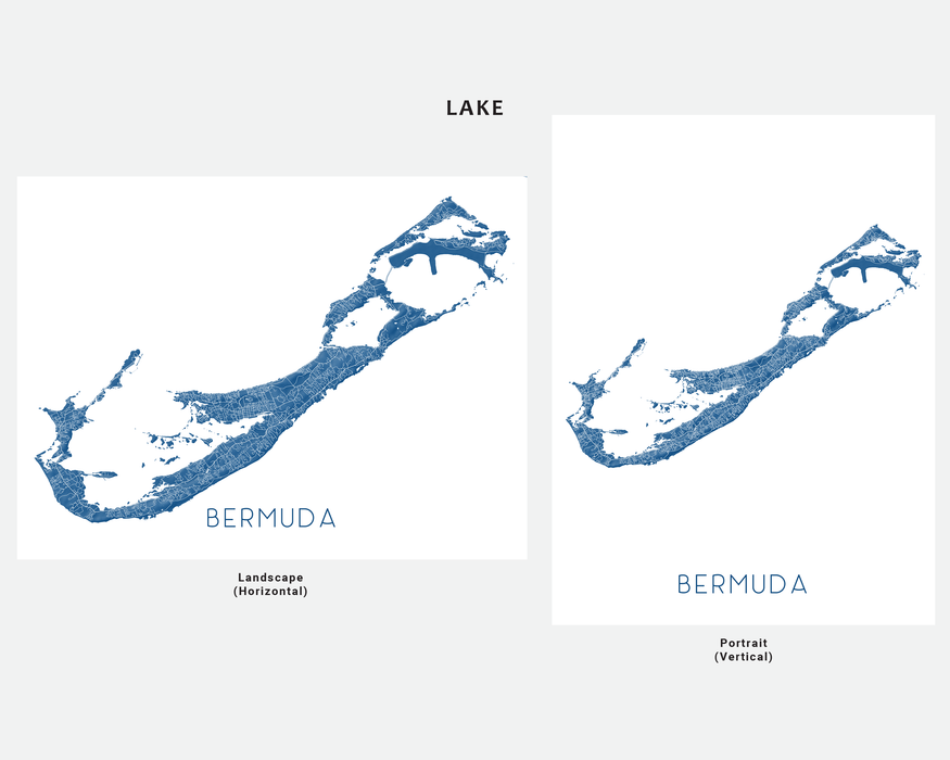 Bermuda map print in Lake by Maps As Art.