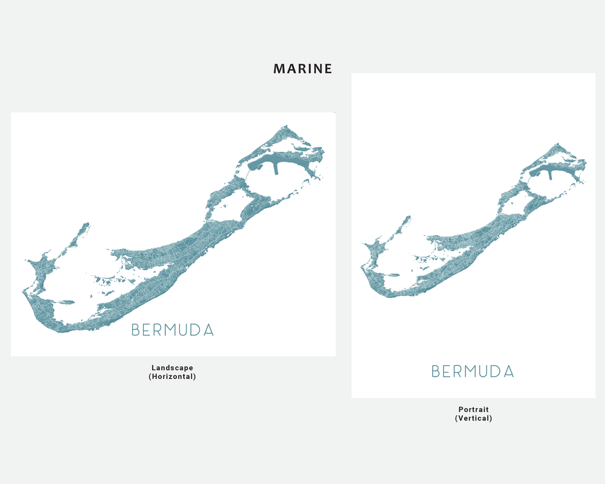 Bermuda map print in Marine by Maps As Art.