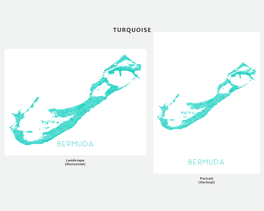 Bermuda map print in Turquoise by Maps As Art.