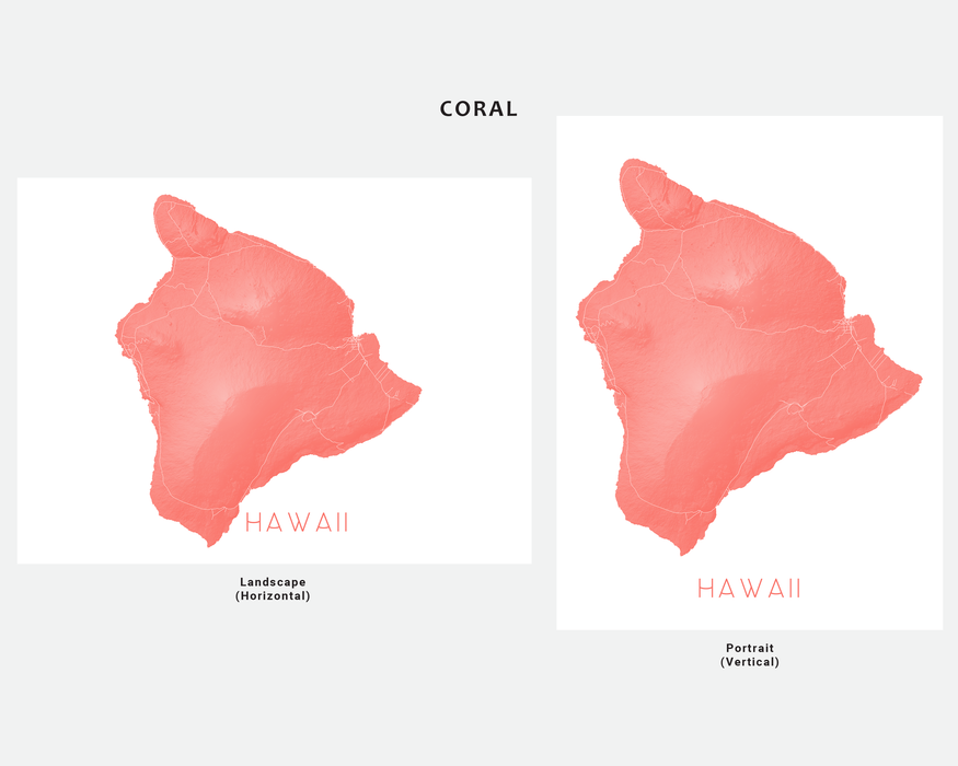 Big Island Hawaii map print with a topographic landscape design by Maps As Art.