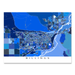 Billings, Montana map art print in blue shapes designed by Maps As Art.