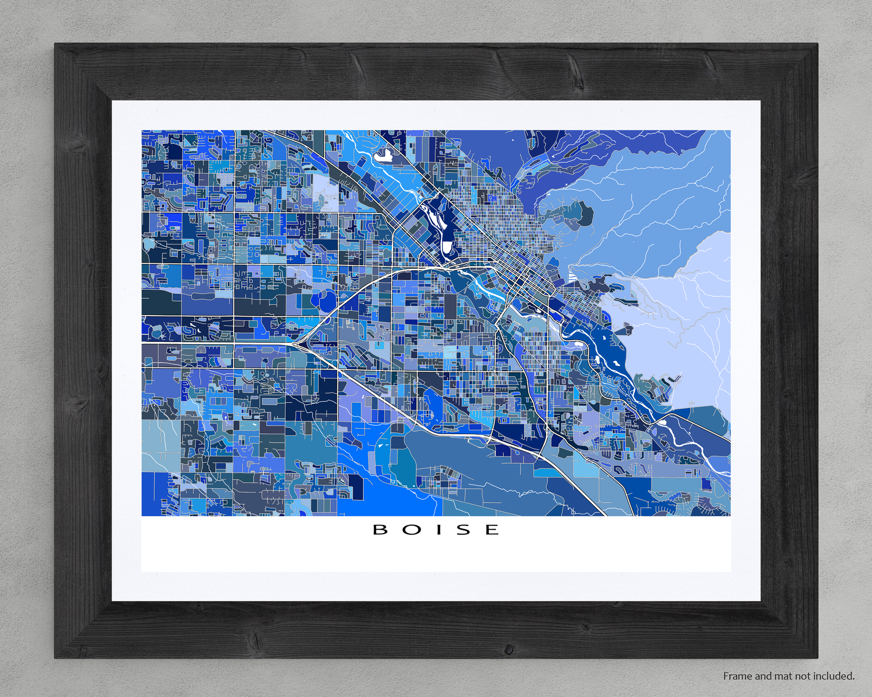 Boise Idaho Map Print Poster, Blue Geometric Boise ID City Street Wall ...